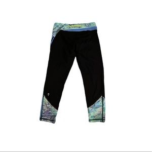 Lululemon Ivivva Watercolor Fun Black Leggings Stretchy Pants Tights Girls 14